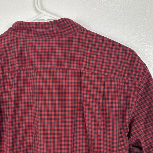 J Crew Shirt Mens Large Red Black Gingham Check 2-Ply Cotton Long Sleeve Classic - Picture 6 of 10